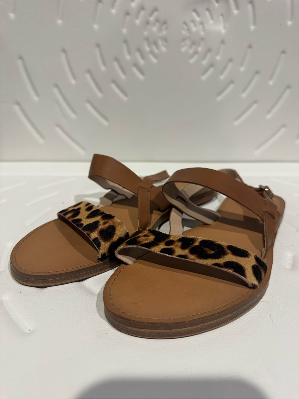 Aldo Brown Sandals with Leopard-Print Strap